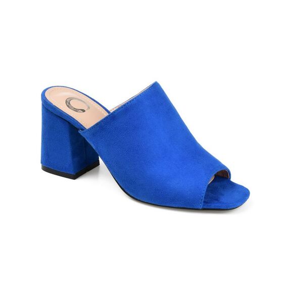 JOURNEE COLLECTION Womens Blue Adelaide Block Heel Slip On Slide Sandals 5.5 M - Picture 1 of 4